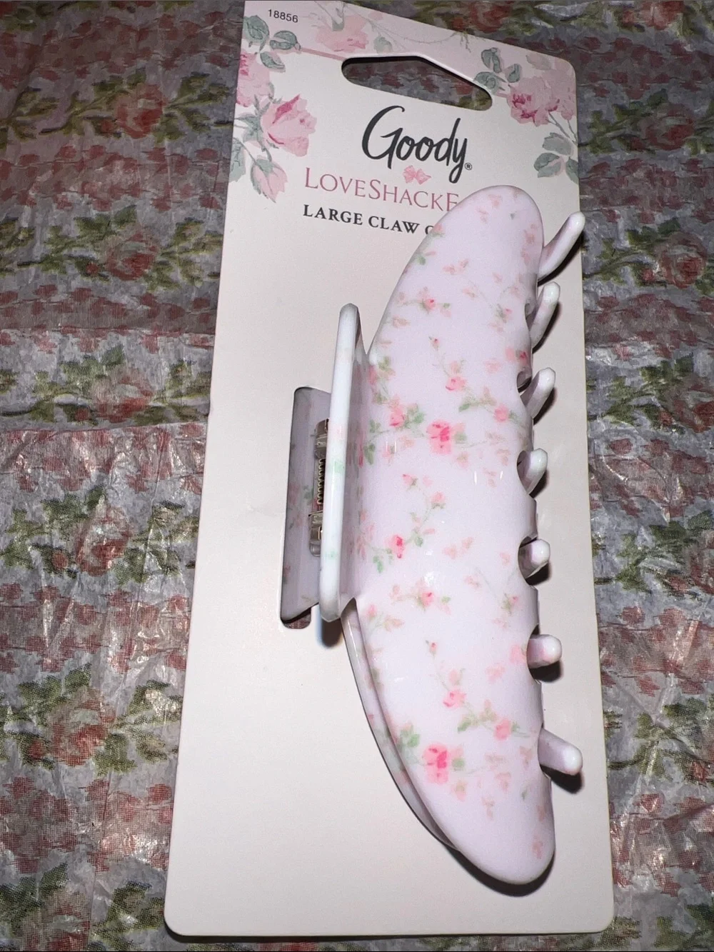 LoveShackFancy x Goody Pink and White Floral Large Hair Claw